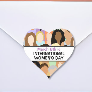 Adesivo Coração Dia Internacional da Mulher - 8 de março