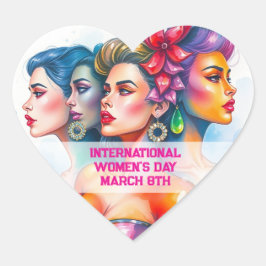 Adesivo Coração Dia Internacional da Mulher - 8 de março Coração