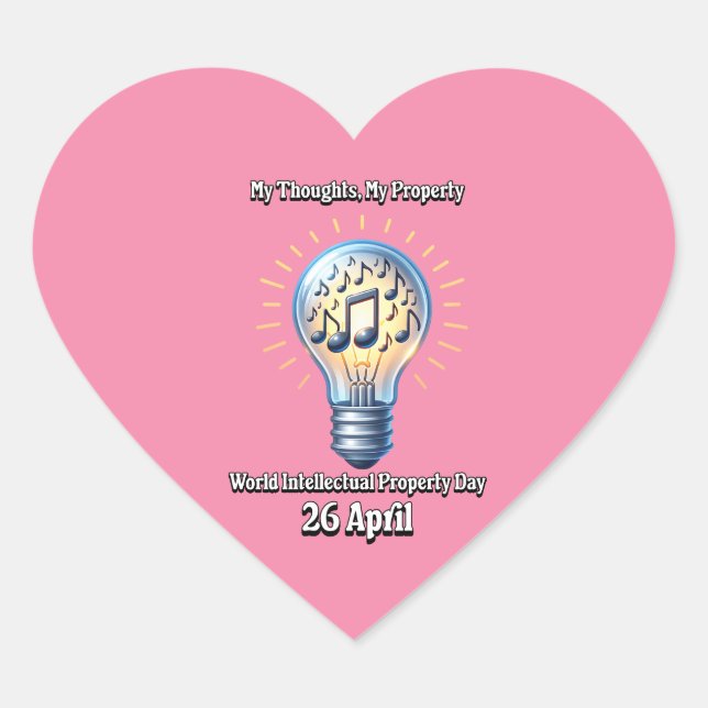 Adesivo Coração Dia Mundial da Propriedade Intelectual (Frente)