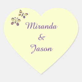 Adesivo Coração Diamantes Amarelos Roxos Borboletas Selantes de Ca