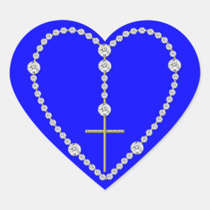 Adesivo Coração Diamond Rosary - Ave Maria Cheio de Graça