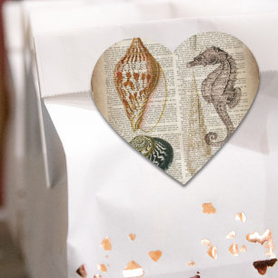 Adesivo Coração dicionário impressão francês country vintage seash