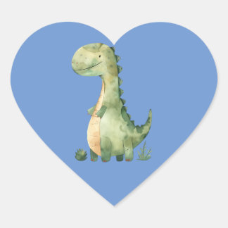 Adesivo Coração Dinossauro de Cores Aquáticas