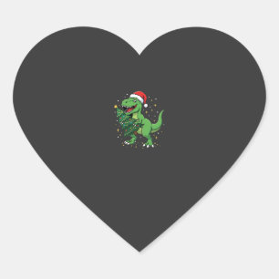 Adesivo Coração Dinossauro de Natal T Rex Papai Noel