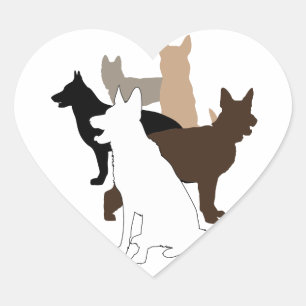 Adesivo Coração Diversidade e amor do german shepherd