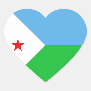 Adesivo Coração Djibouti Flag Heart Sticker