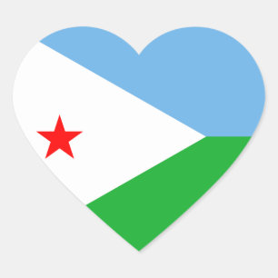 Adesivo Coração Djibouti Flag Heart Sticker