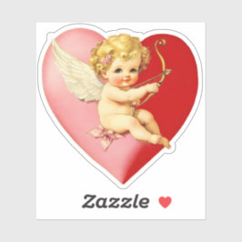 Adesivo Coração do Cupido do Dia dos Namorados Vintage Ret