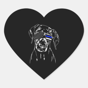 Adesivo Coração Doberman Pinscher Blue Line Óculos escuros Cães K9
