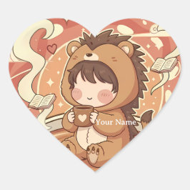 Adesivo Coração  Doce Sticker em Forma de Coração de Ouriço Amoros