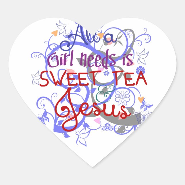 Adesivo Coração Docinho Chá e Jesus (Frente)