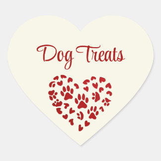 Adesivo Coração Dog Treats, Red Hearts & Paws, Customizable