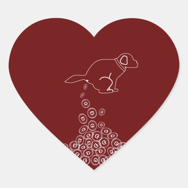 Adesivo Coração dogecoinas de fazer de cão (Frente)