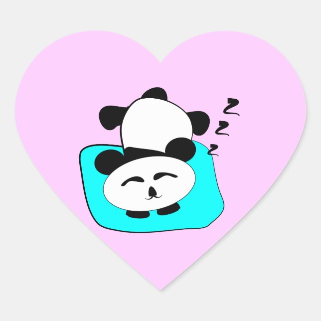 Adesivo Coração Dormindo Panda (Frente)
