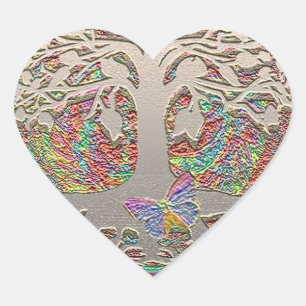 Adesivo Coração Dourada árvore com borradura