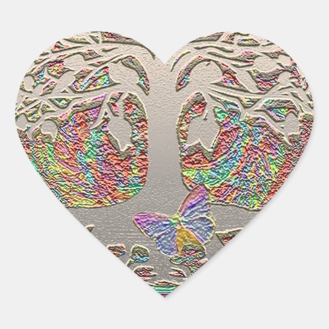 Adesivo Coração Dourada árvore com borradura (Frente)