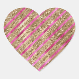 Adesivo Coração Dourada Glitter Glitter Girly Pink Strips