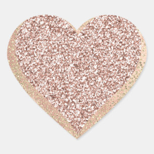 Adesivo Coração Dourada Rosa Glitter Girly Blush Lux Heart Blush