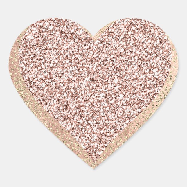 Adesivo Coração Dourada Rosa Glitter Girly Blush Lux Heart Blush (Frente)