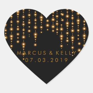 Adesivo Coração Douradas Cordas de Luz   Casamento