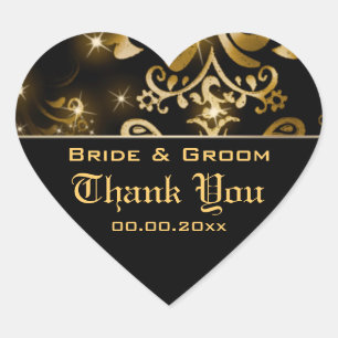 Adesivo Coração Dourado casamento negro inverno "obrigado você"