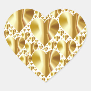 Adesivo Coração Dourado Faux Foil Heart Stickers