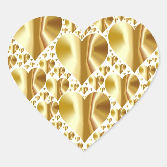 Adesivo Coração Dourado Faux Foil Heart Stickers (Frente)