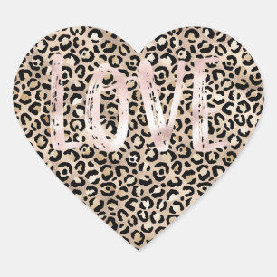 Adesivo Coração Dourado Glam Leopardo Imprima Amor Rosa