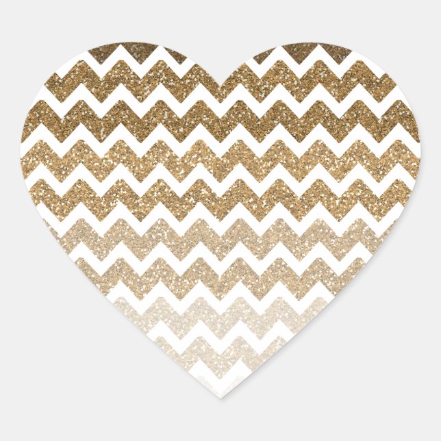 Adesivo Coração Dourado Mole Glitter Chevron Ombre (Frente)