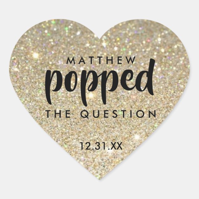 Adesivo Coração Dourado negro, ele fez a pergunta (Frente)