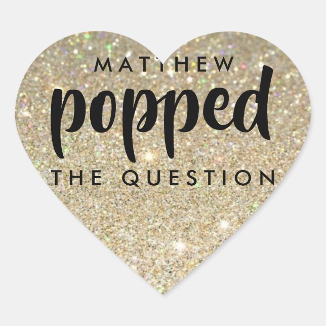 Adesivo Coração Dourado negro, ele fez a pergunta (Frente)