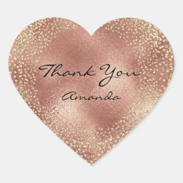 Adesivo Coração Dourado Rosa Glitter Skinny Name Glass Heart Obrig