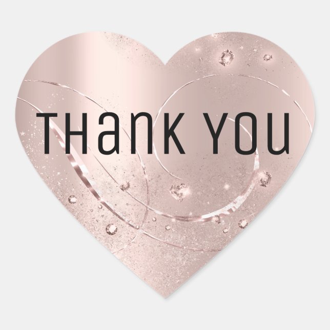 Adesivo Coração Dourado Rosa Spark Obrigado (Frente)