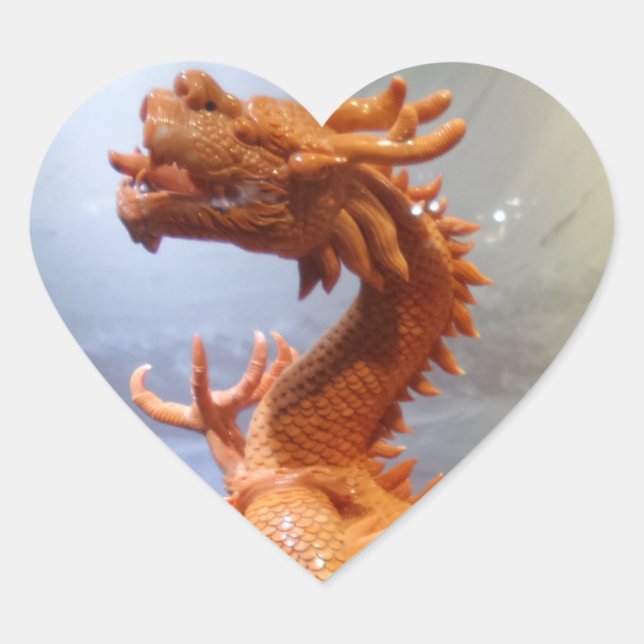 Adesivo Coração Dragão Chinês - Autocolante (Frente)