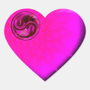 Adesivo Coração Dragão Yin Yang