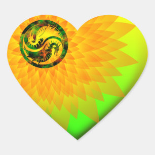 Adesivo Coração Dragão Yin Yang