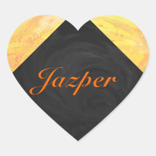 Adesivo Coração Dragões Olho Laranja e Monograma Negro