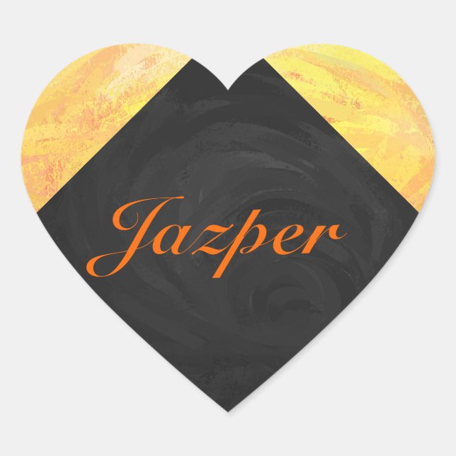 Adesivo Coração Dragões Olho Laranja e Monograma Negro (Frente)