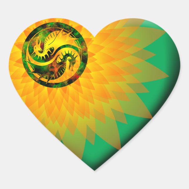 Adesivo Coração Dragon Yin Yang (Frente)
