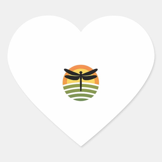 Adesivo Coração Dragonfly Retro (1) (Frente)