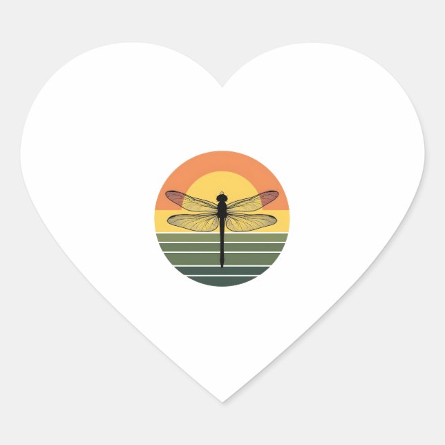 Adesivo Coração Dragonfly Retro (2) (Frente)
