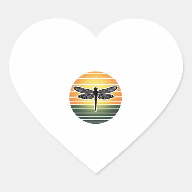 Adesivo Coração Dragonfly Retro (3) (Frente)