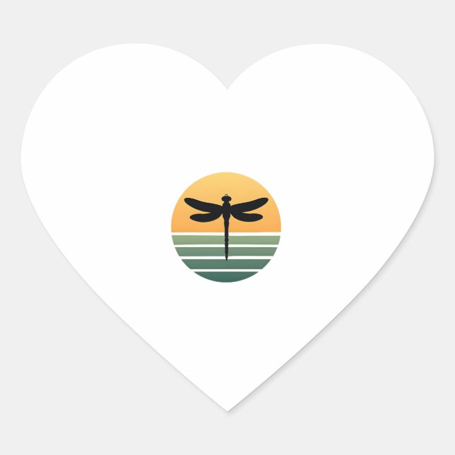 Adesivo Coração Dragonfly Retro (4) (Frente)