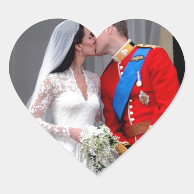 Adesivo Coração Duque e Duquesa do Casamento Real de Cambridge (Frente)