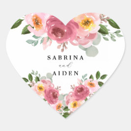 Adesivo Coração Dusty Rosa | Casamento Floral Rosa Esbranquiçado