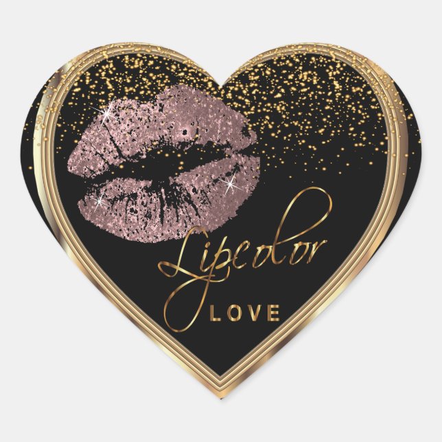 Adesivo Coração Dusty Rosa Glitter Lipcolor Love (Frente)
