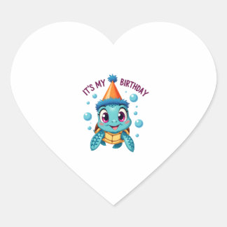 Adesivo Coração É Meu Aniversário Tartaruga Marinha Fofa Aniversár