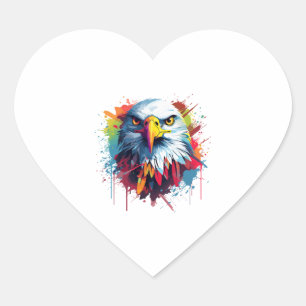 Adesivo Coração Eagle Bird of Prey Pop Art Style para uma águia