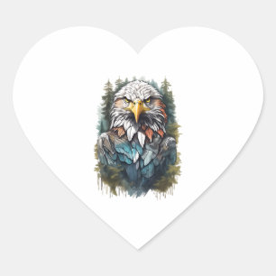 Adesivo Coração Eagle Head in Forest