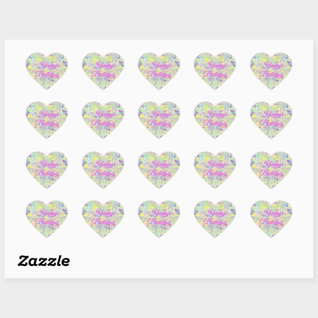Adesivo Coração Easter Pastel Abstract Heart Stickers - Birthday (Folha)